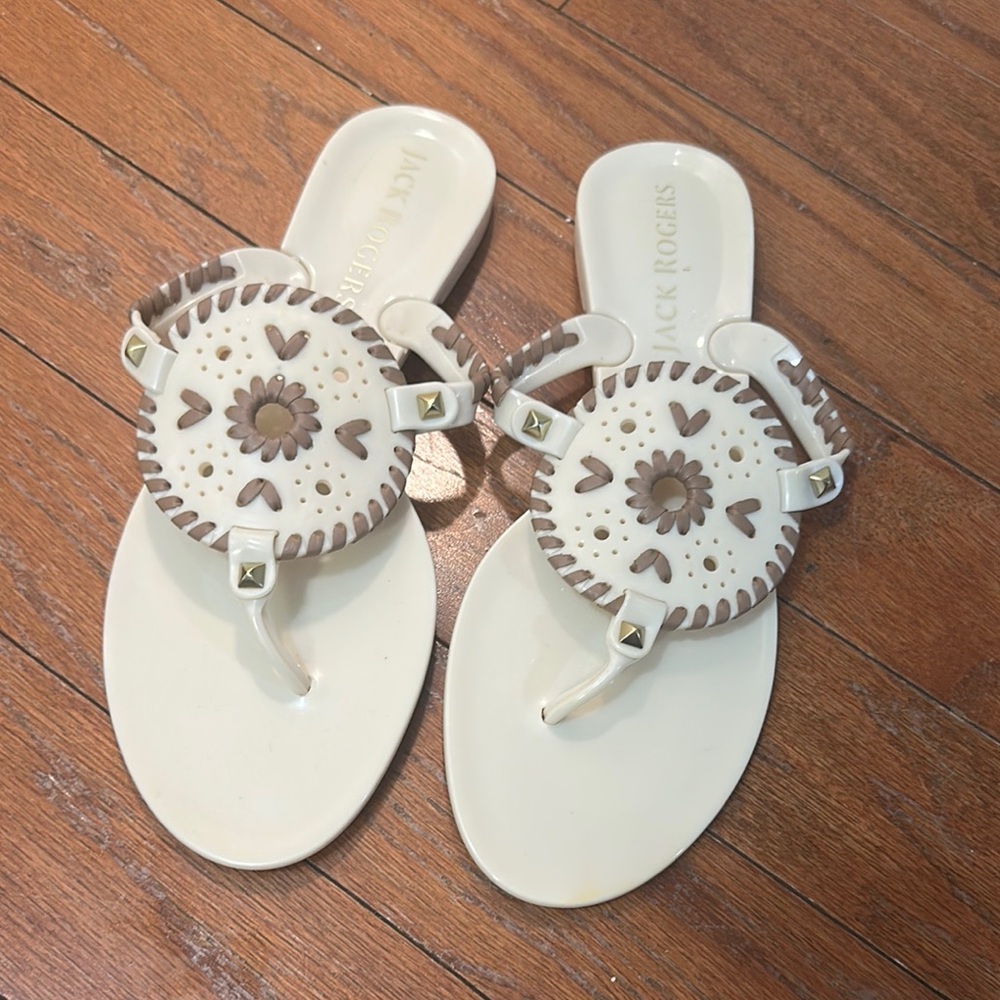 NEW Jack Rogers Women's Cream and Brown Sandals